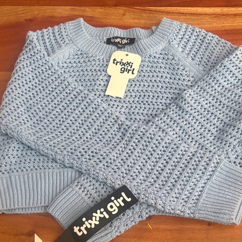 Trixxi Girl Sky Blue Crew Neck Sweater